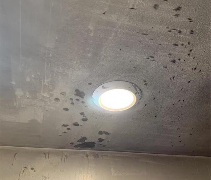 mold and water damage on ceiling and walls